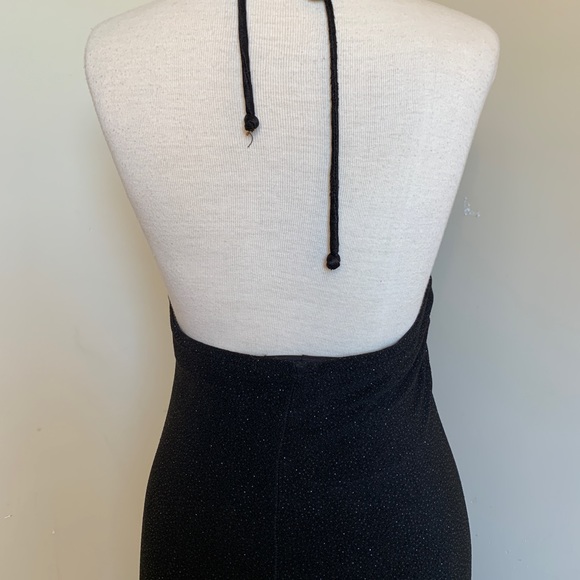 Slinky Backless Black Halter Evening Gown - Picture 6 of 9